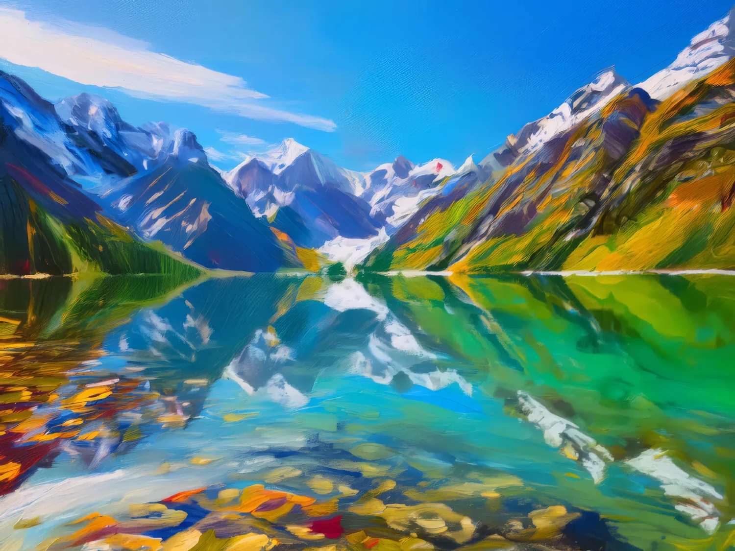 Painting: Alpine Mountain Reflection
