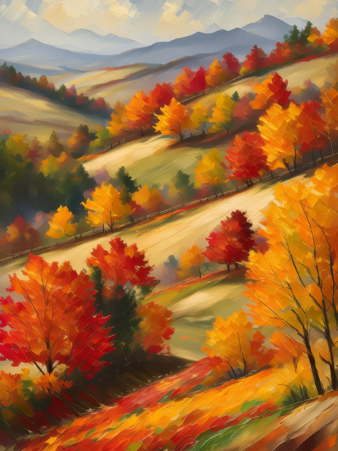 Painting: Autumn Hillside View