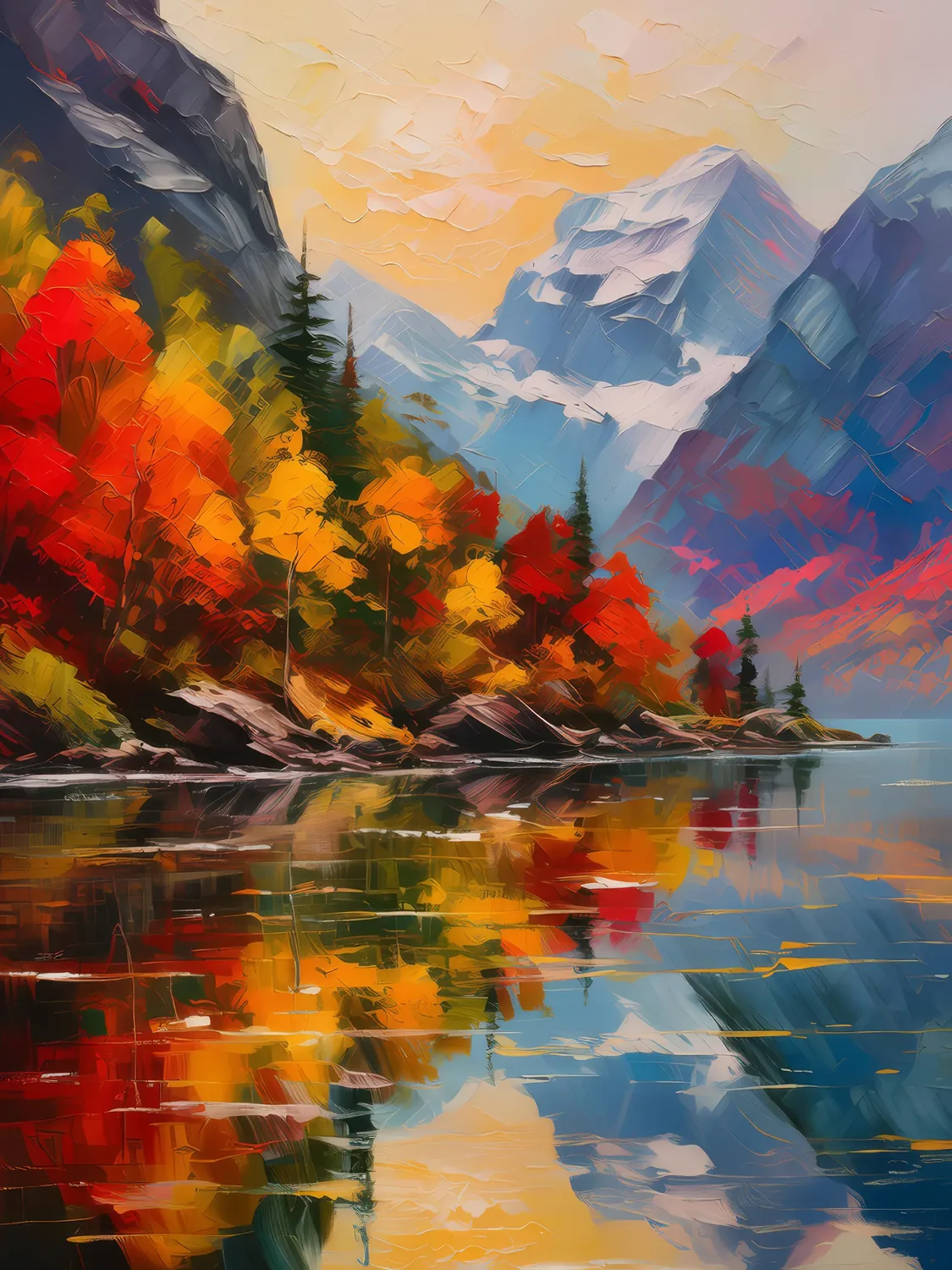 Painting: Autumn’s Reflection in the Fjord
