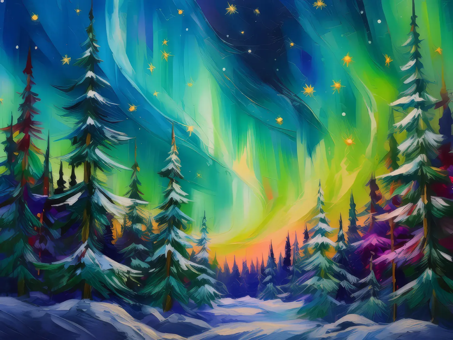 Painting: Boreal Forest Aurora