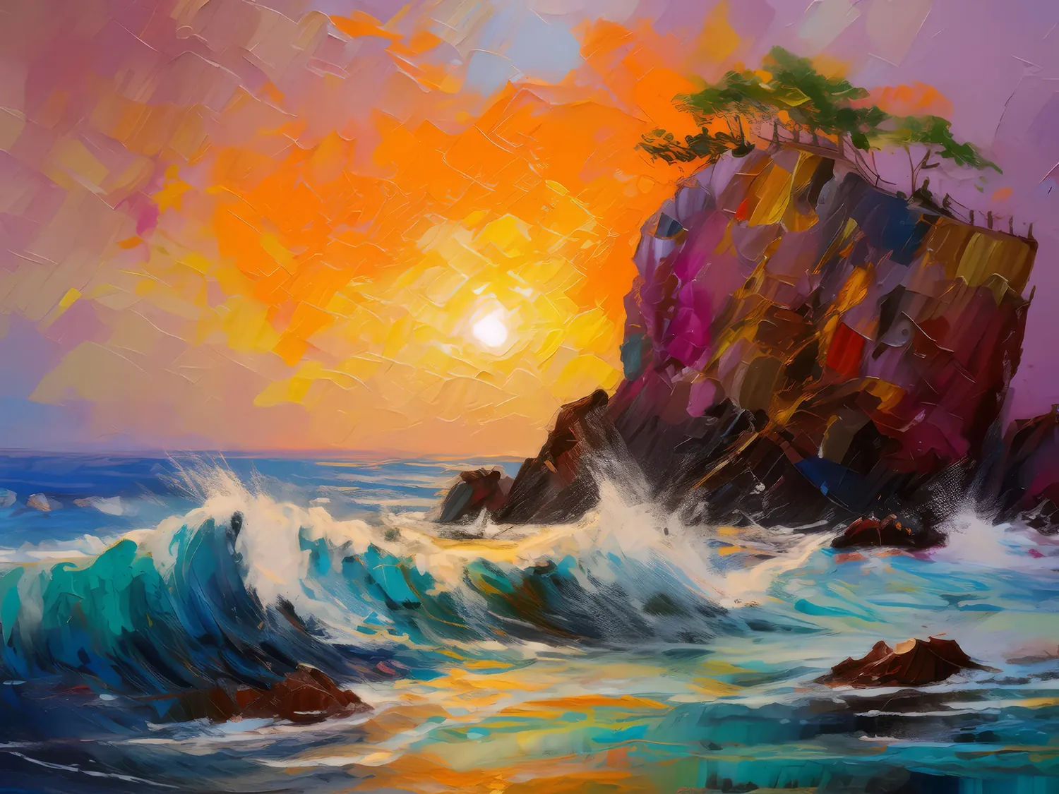 Painting: Coastal Crag Seascape