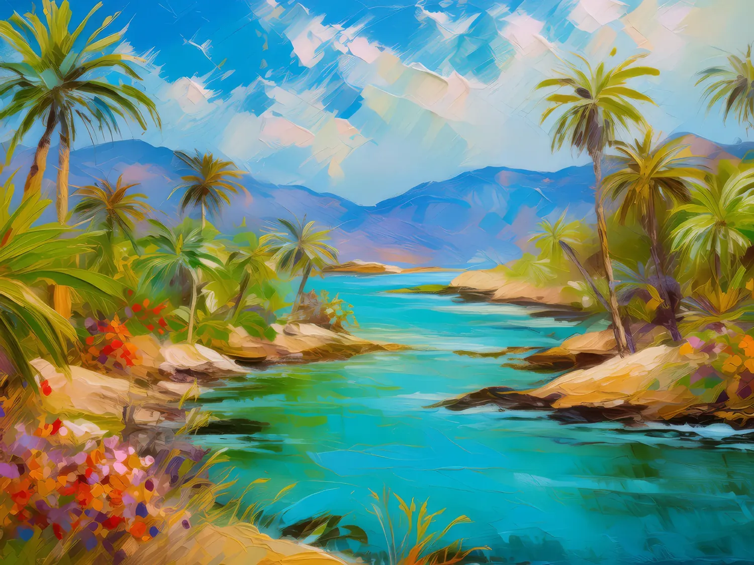 Painting: Desert Oasis by the Ocean