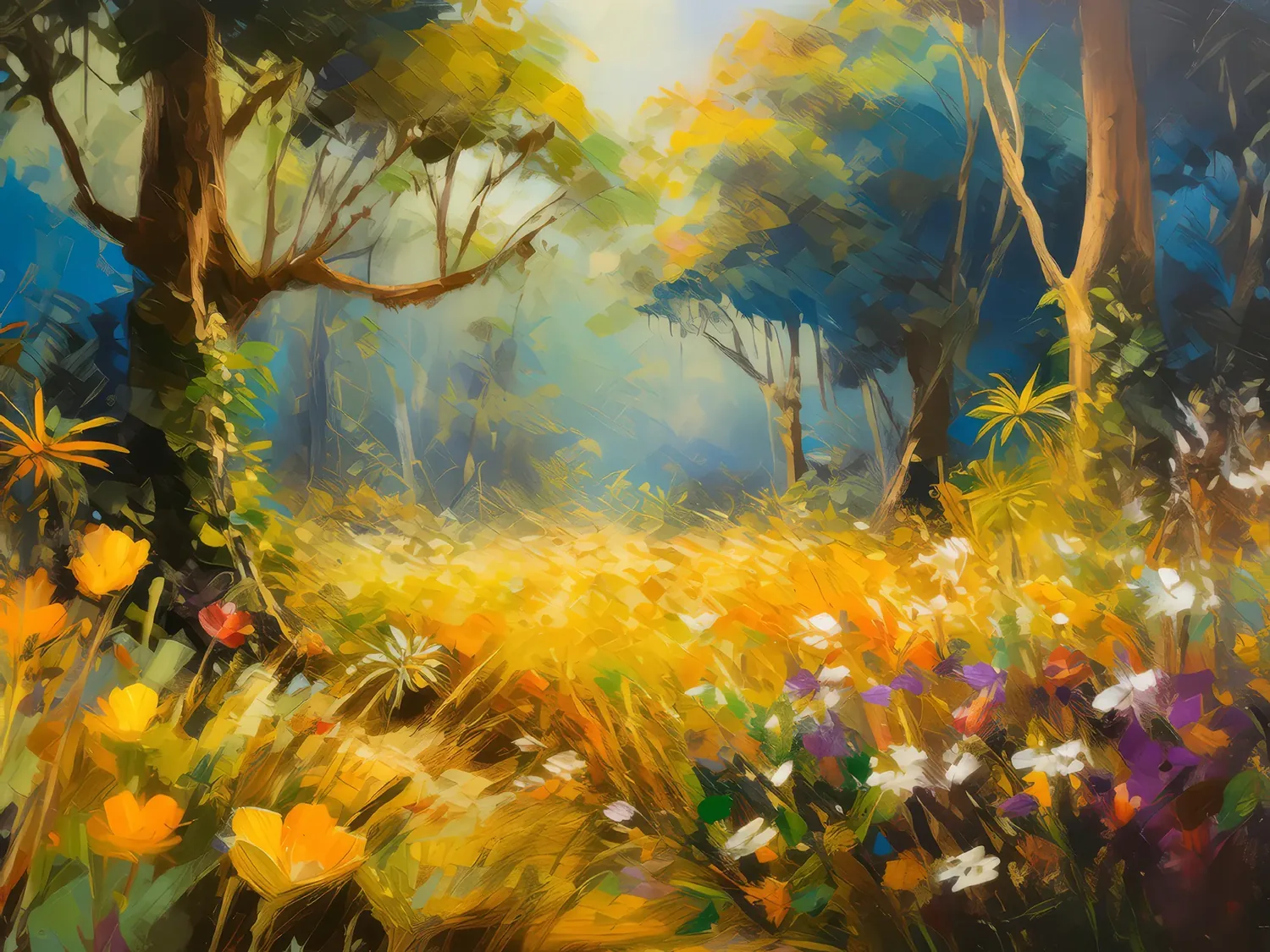 Painting: Dry Forest Meadow View