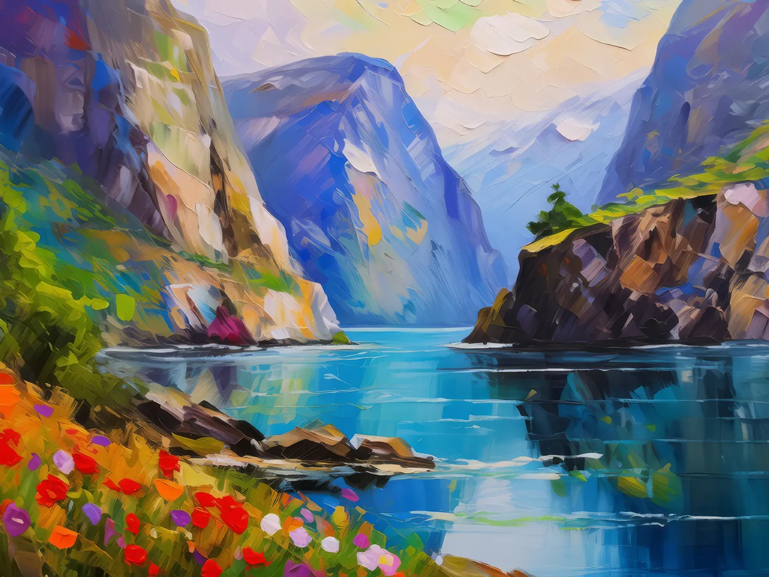 Painting: Fjord’s Rugged Coastline Journey