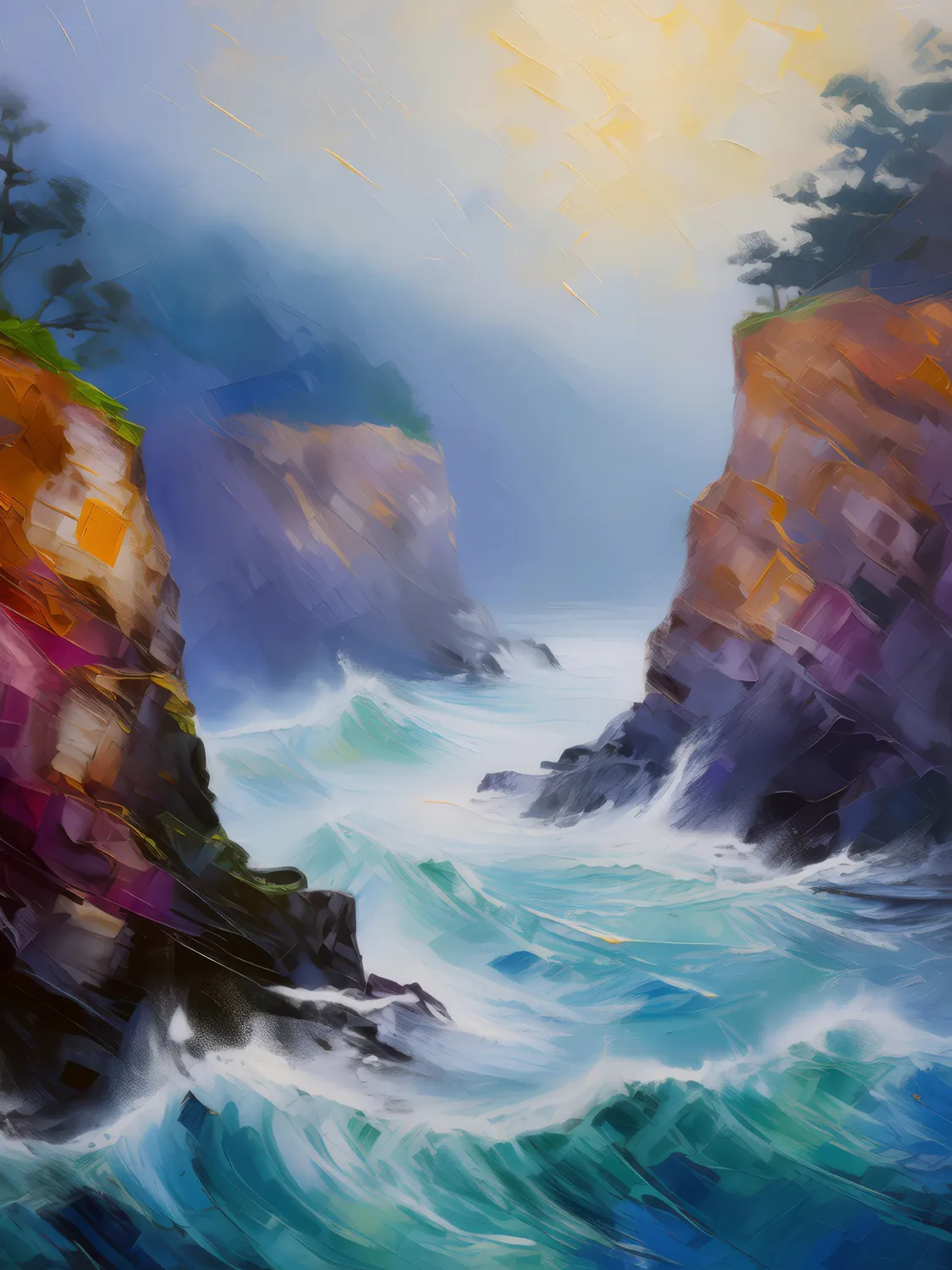 Painting: Foggy Coastal Chasm