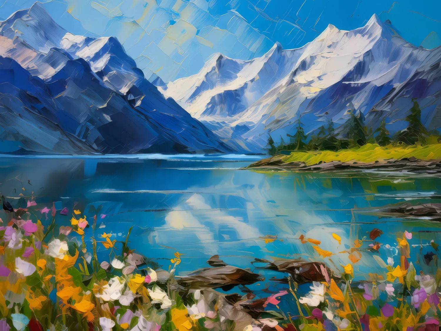 Painting: Glacial Lake Reflection