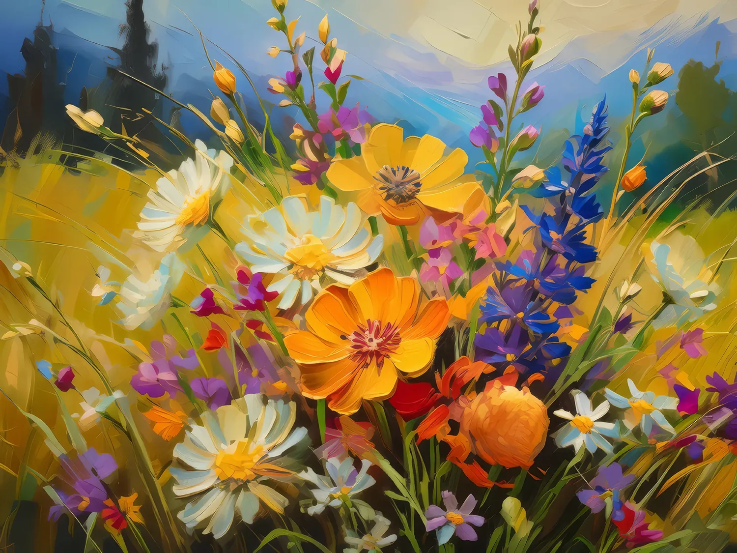Painting: Grassland Wildflower Bouquet