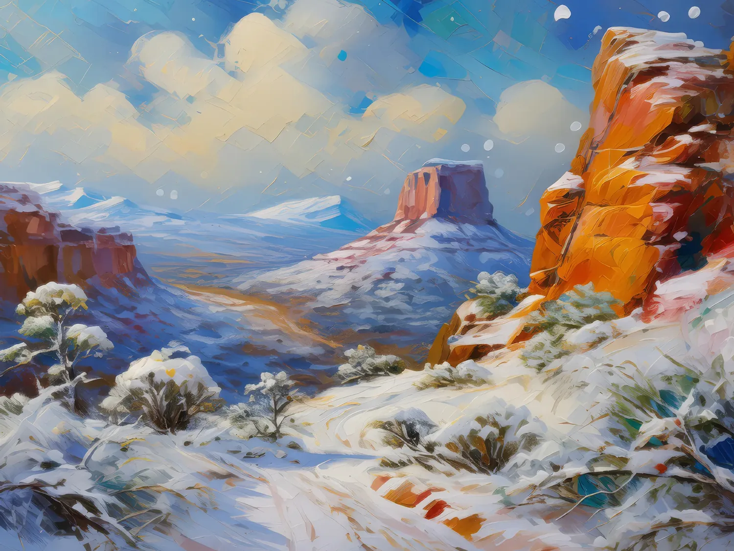 Painting: Mesa and Snowfall