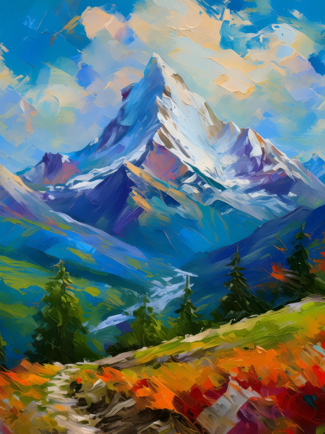 Painting: Mountainous Crag Vista