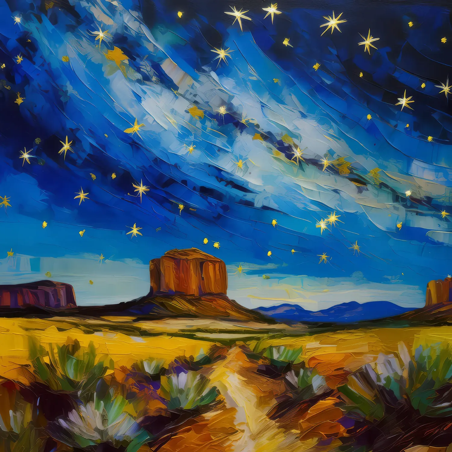 Painting: Night Sky Over Mesa
