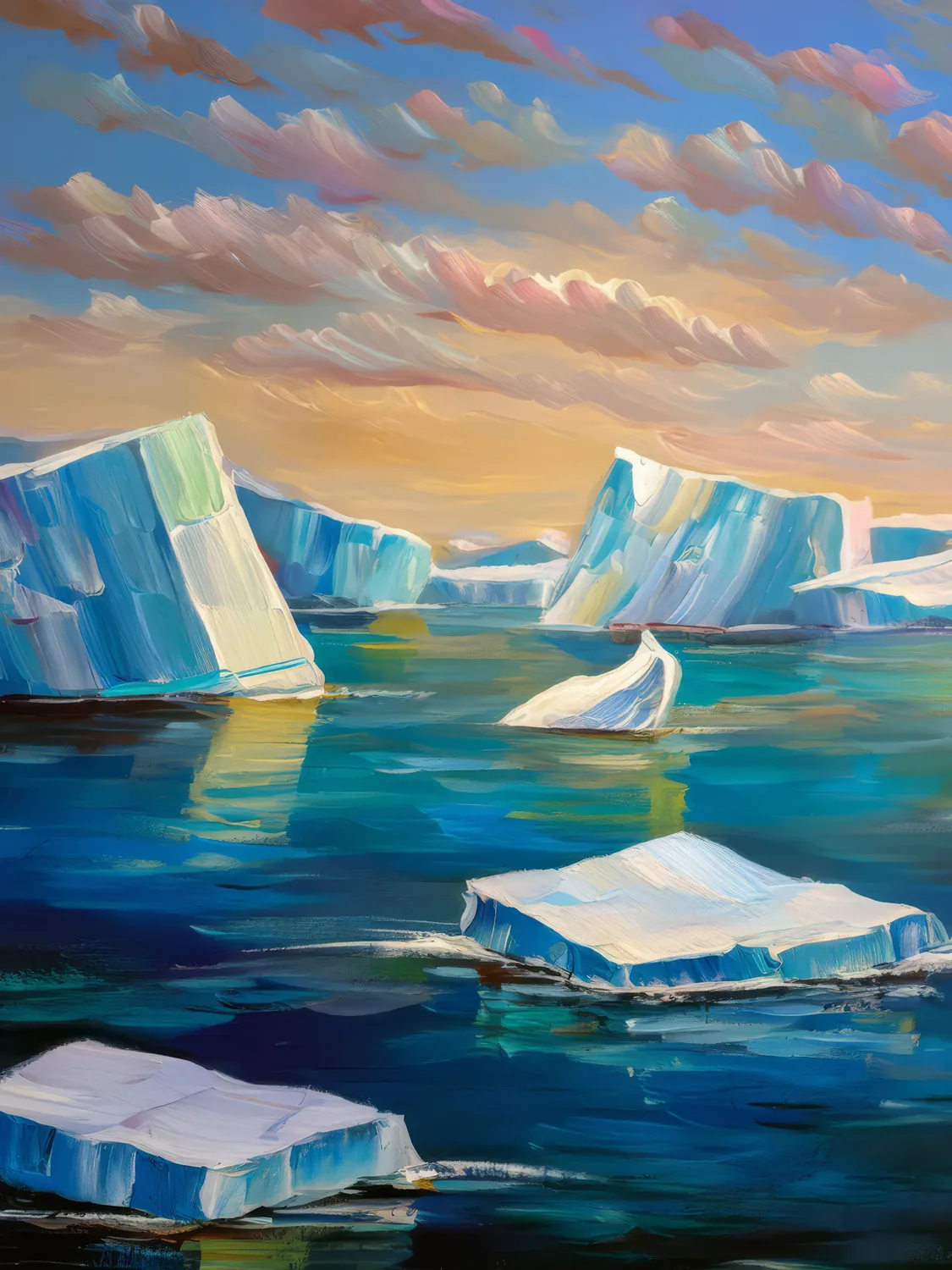 Painting: Polar Iceberg Field