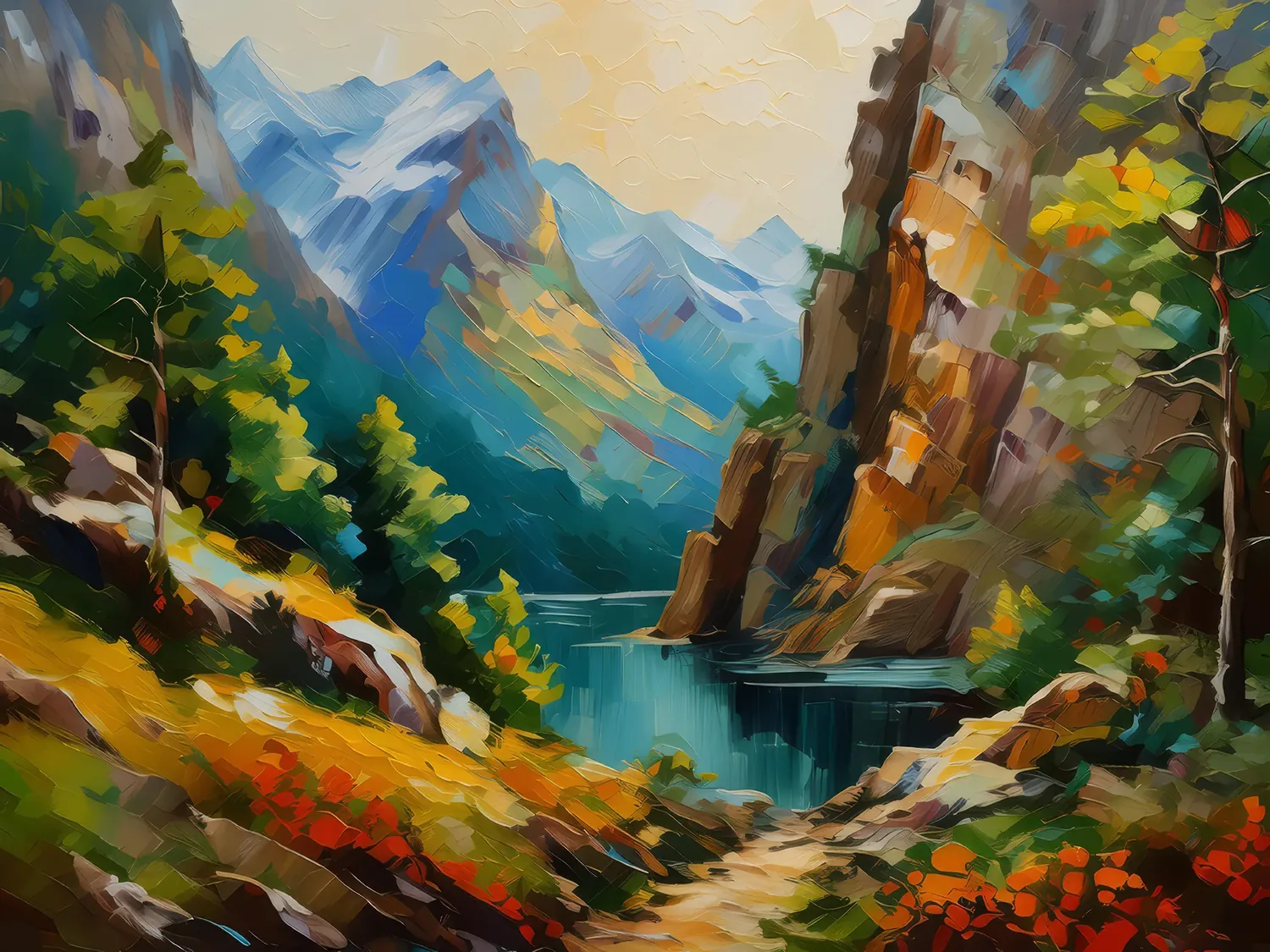 Painting: Serenity’s Craggy Sanctuary