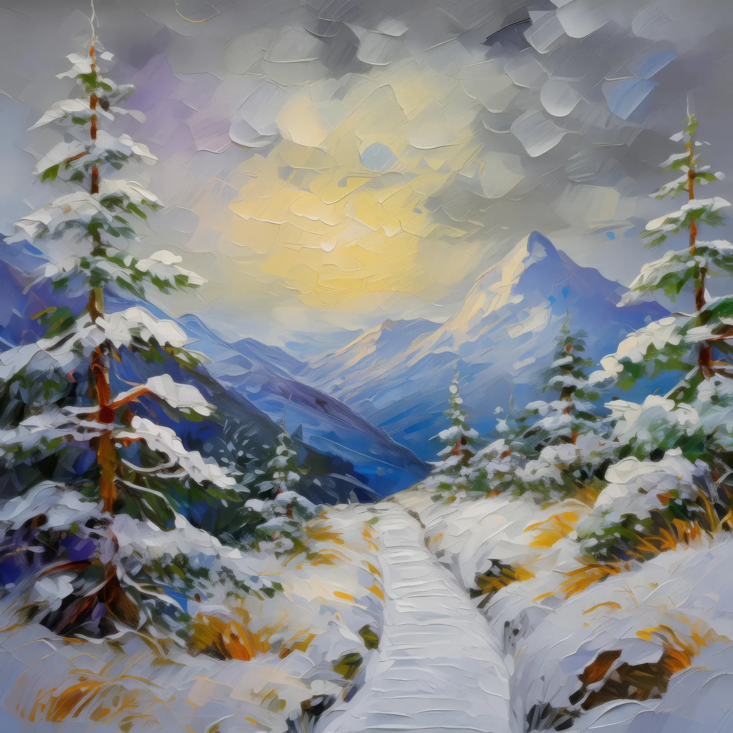 Painting: Snowy Alpine Pathway