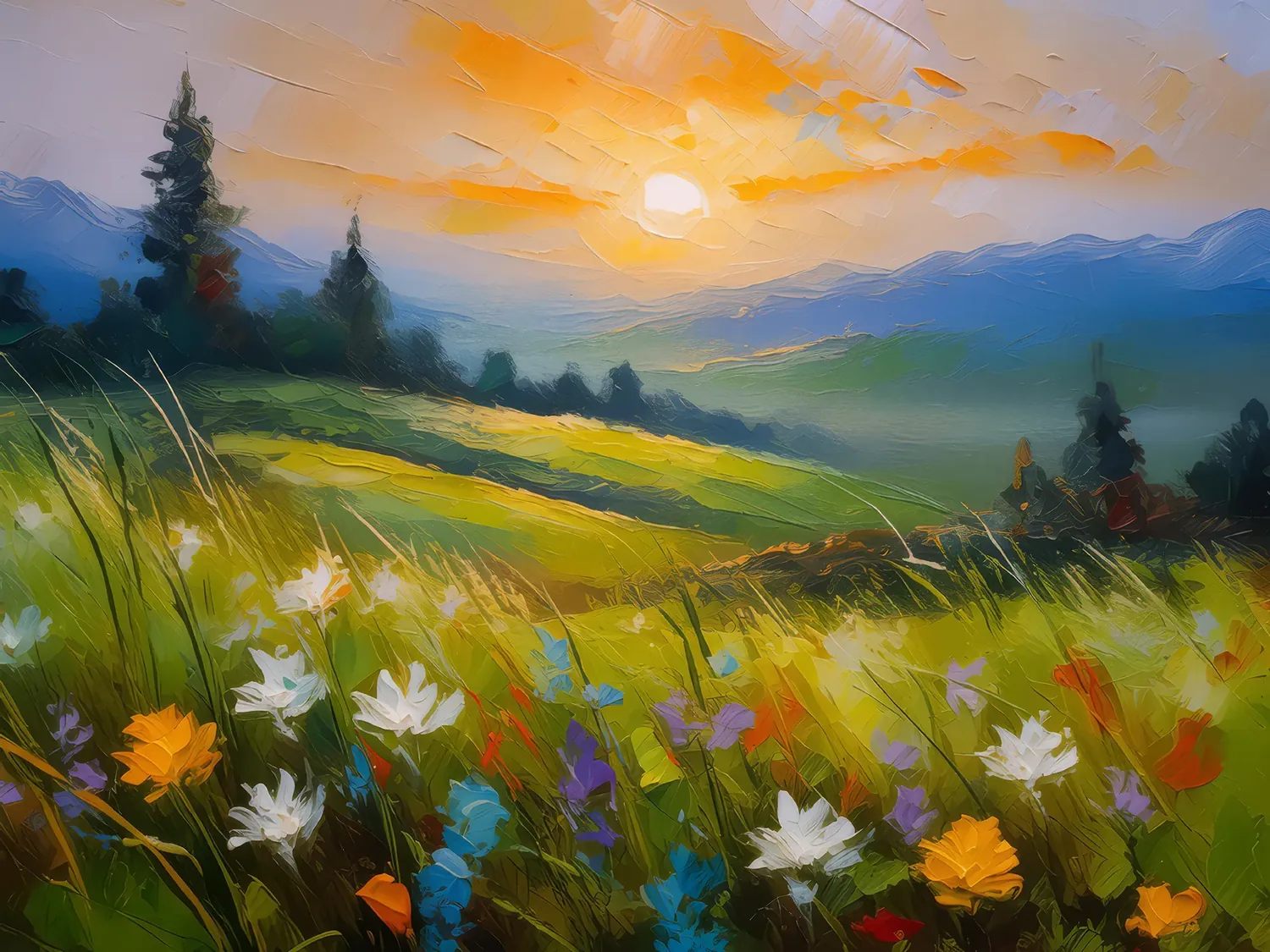 Painting: Spring Meadow at Dawn