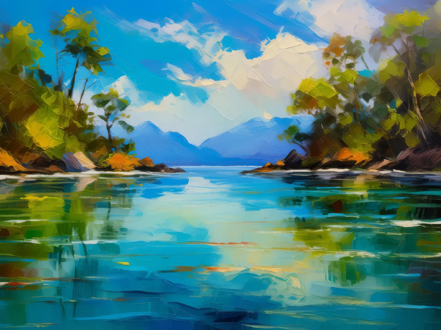 Painting: Sunlit Lagoon Waters