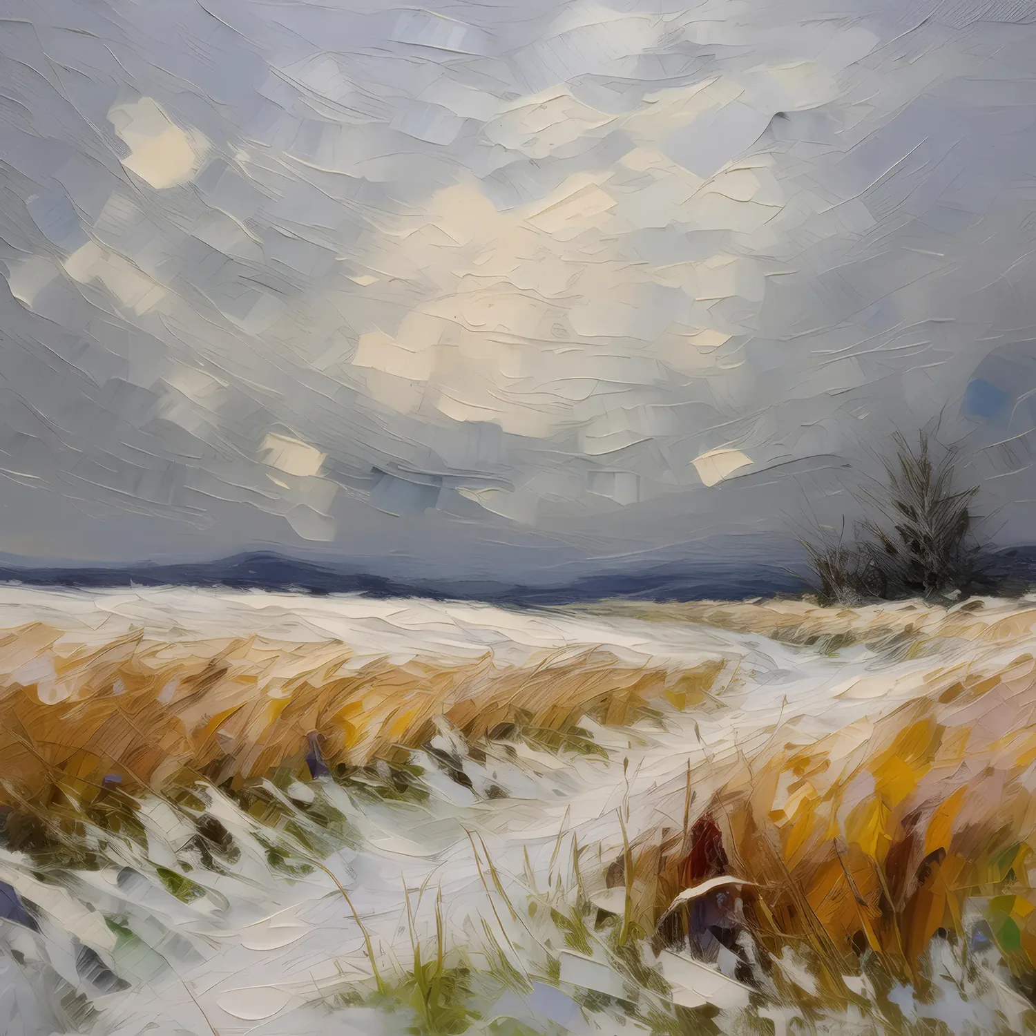 Painting: Winter Snow on Grassland