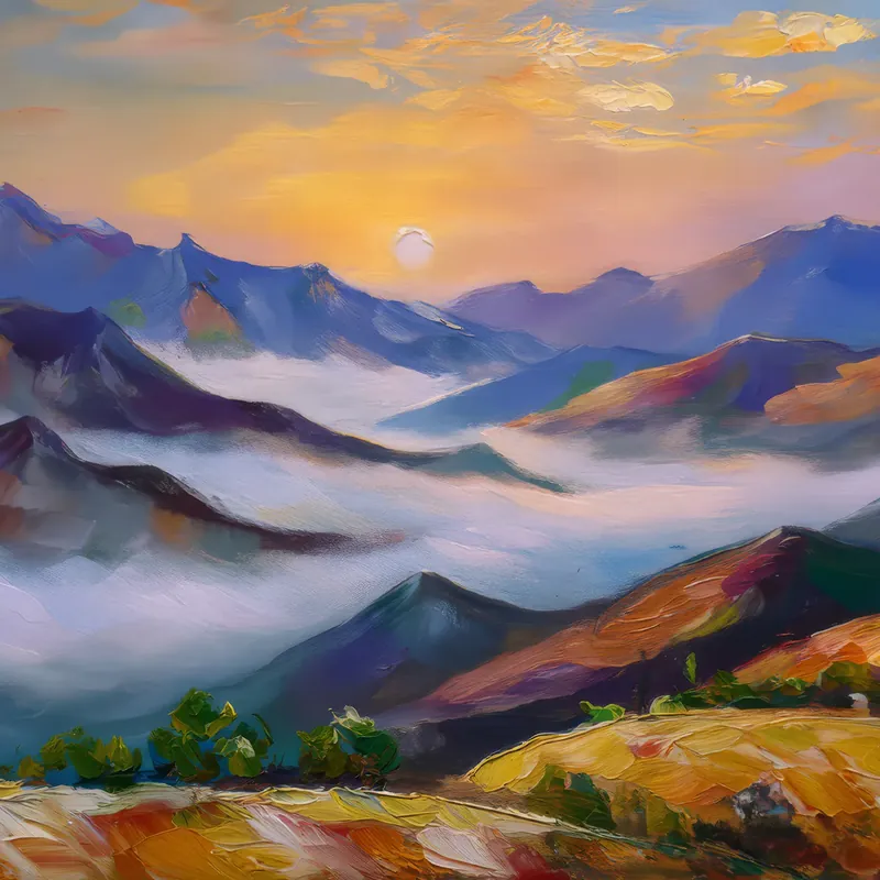 Painting: Alpine Desert Foggy Dawn