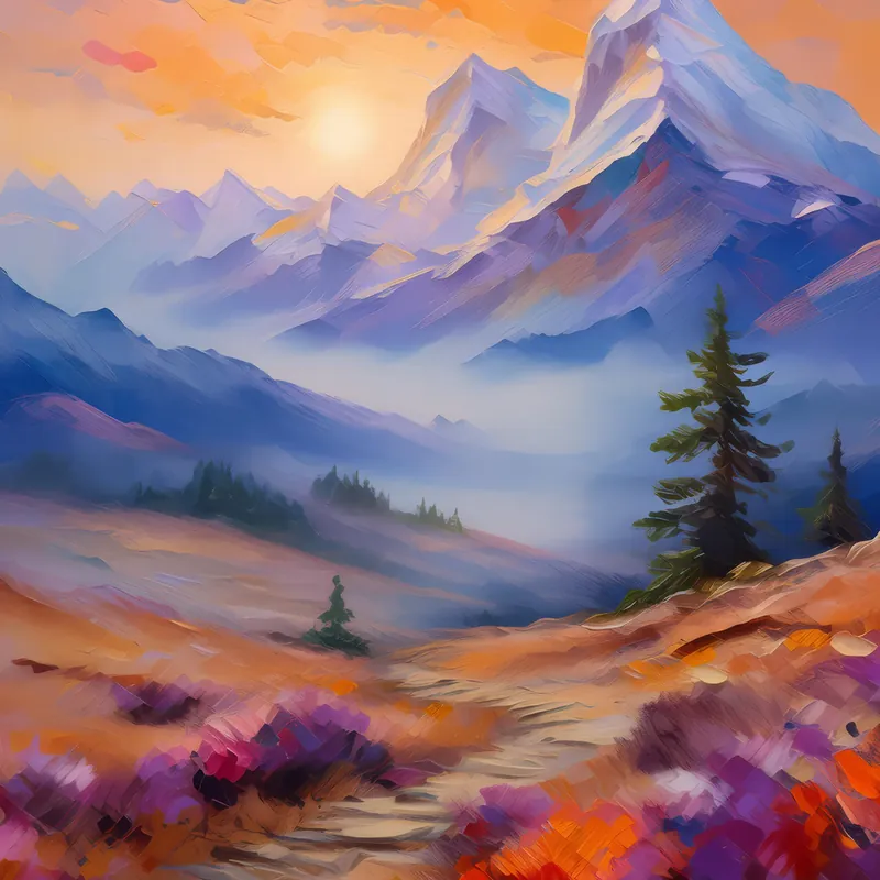 Painting: Alpine Desert Foggy Morning