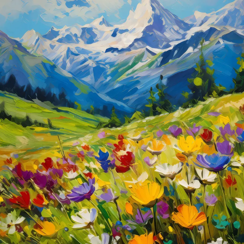 Painting: Alpine Meadows in Bloom
