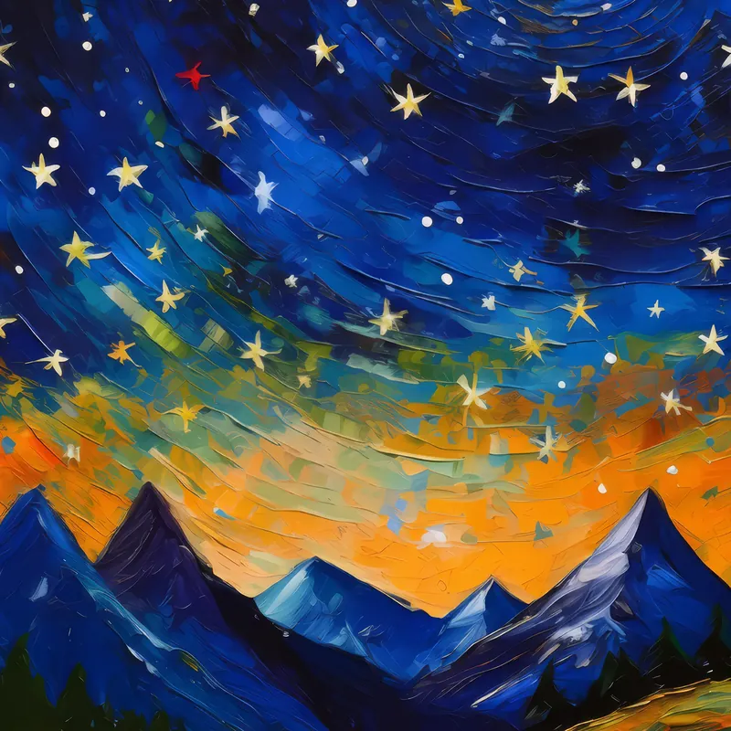 Painting: Alpine Starscape and Silhouettes