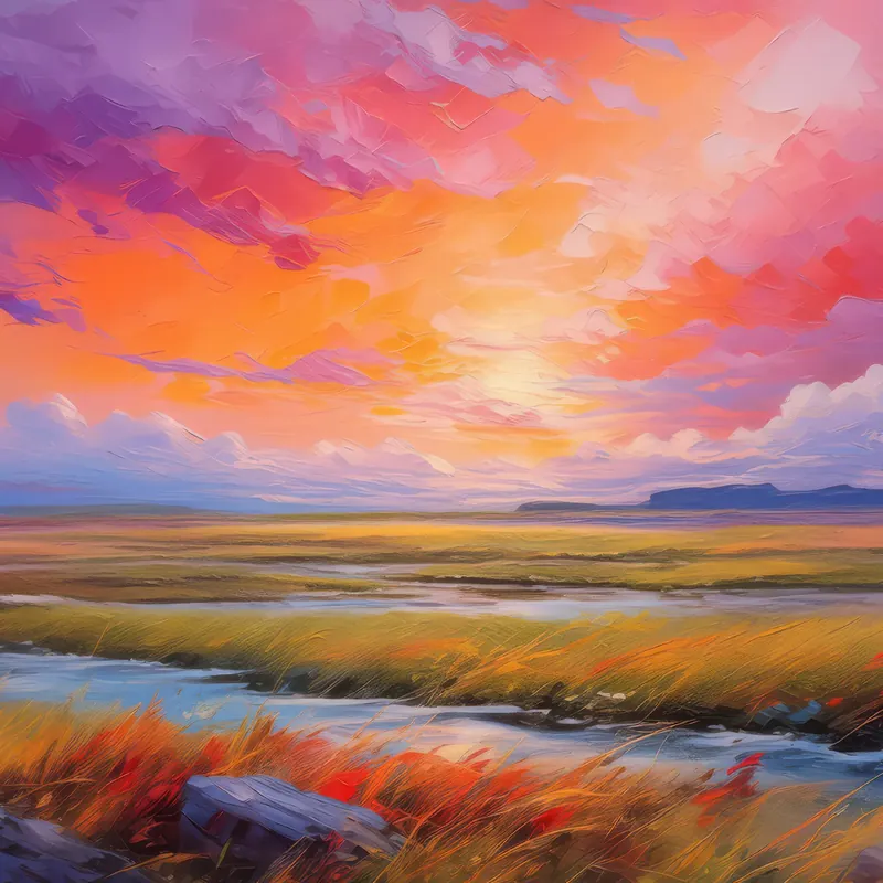 Painting: Arctic Grassland at Dusk