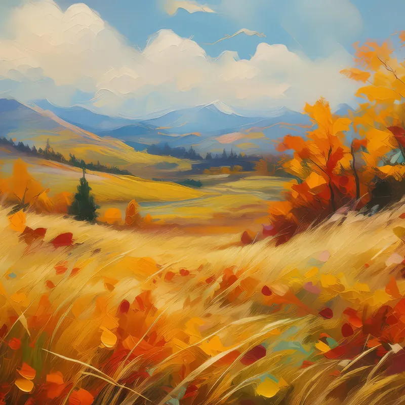 Painting: Autumn Grassland Scene