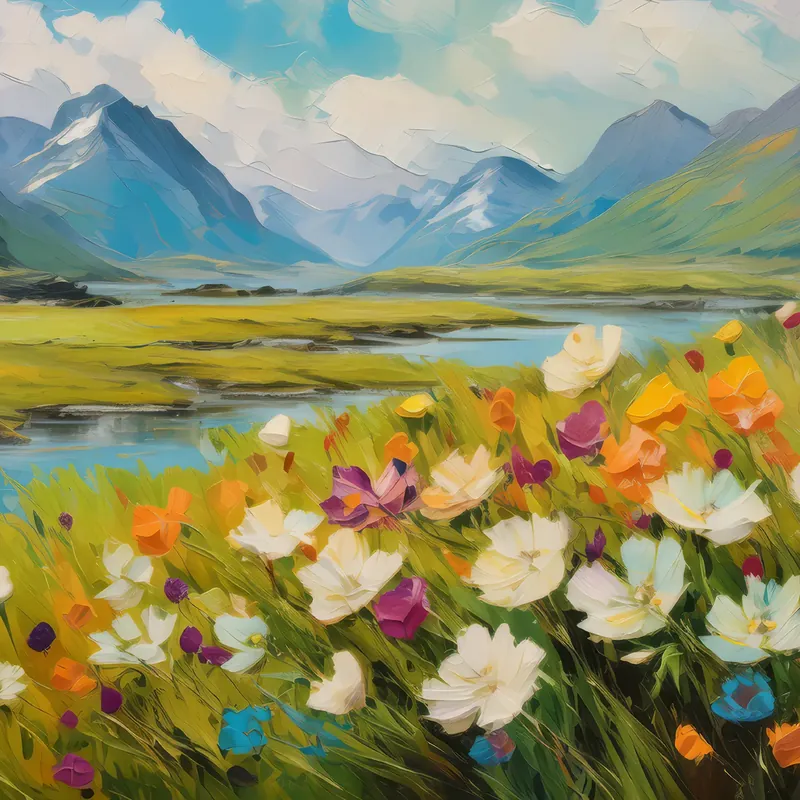 Painting: Blooming Arctic Flowers