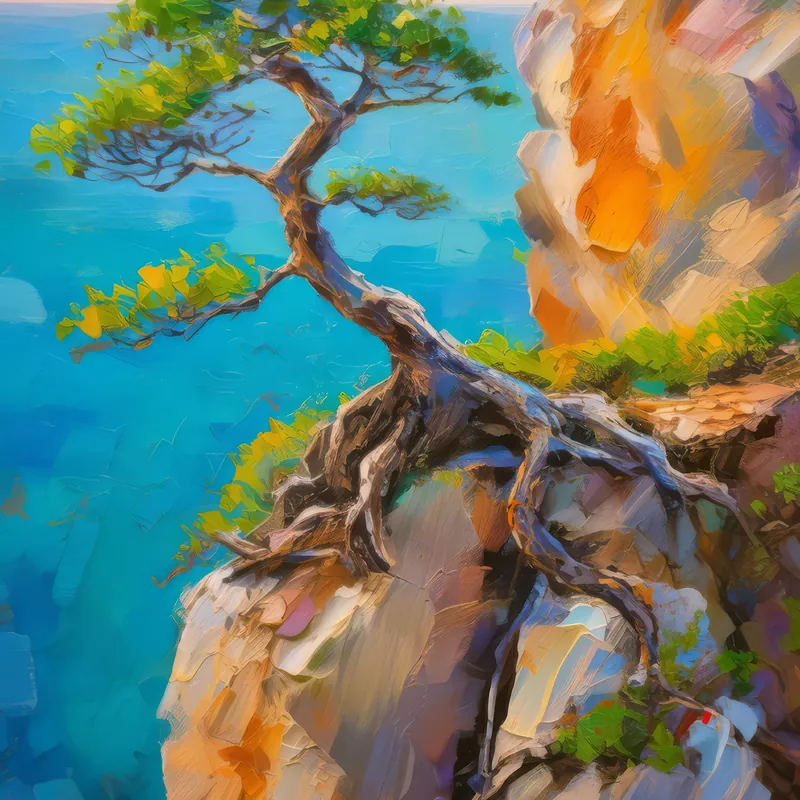 Painting: Bonsai on Craggy Ledge
