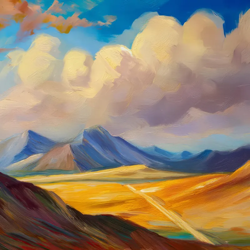 Painting: Clouds Over Alpine Desert Peaks