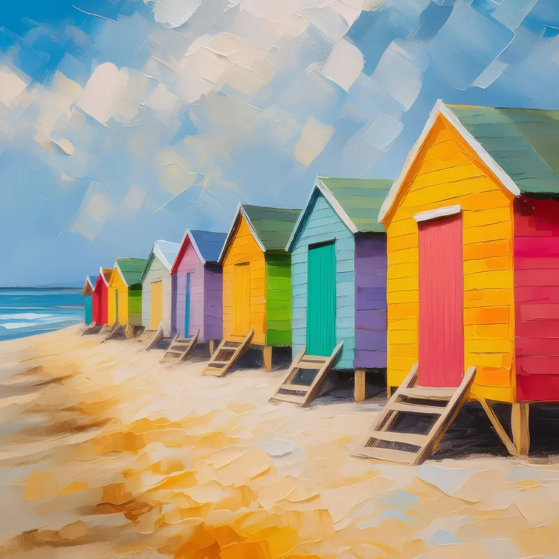 Painting: Colorful Beach Huts