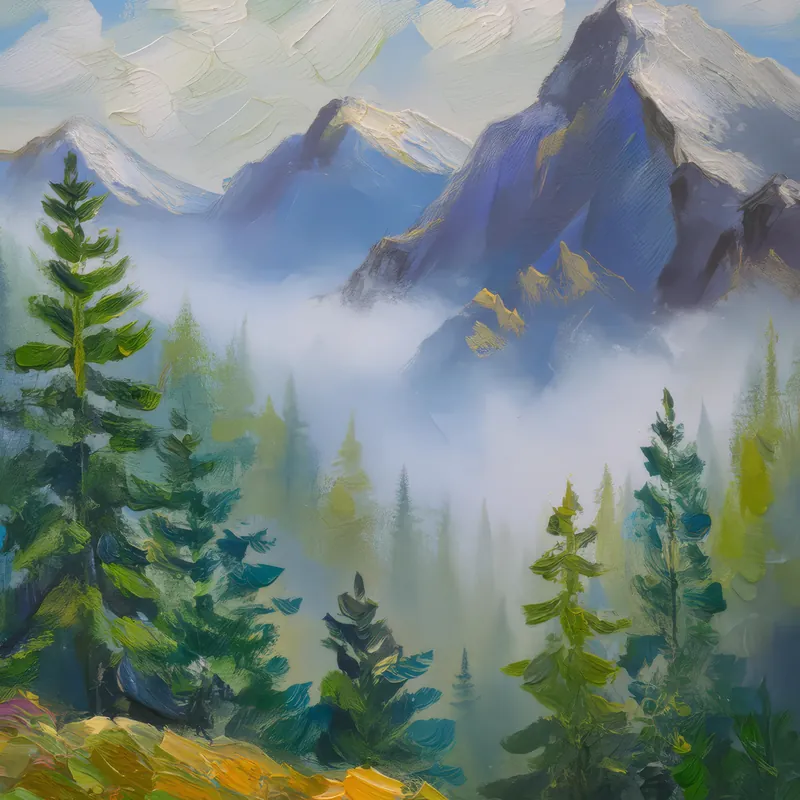 Painting: Foggy Alpine Mystery