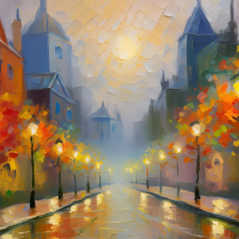 Painting: Foggy Urban Morning