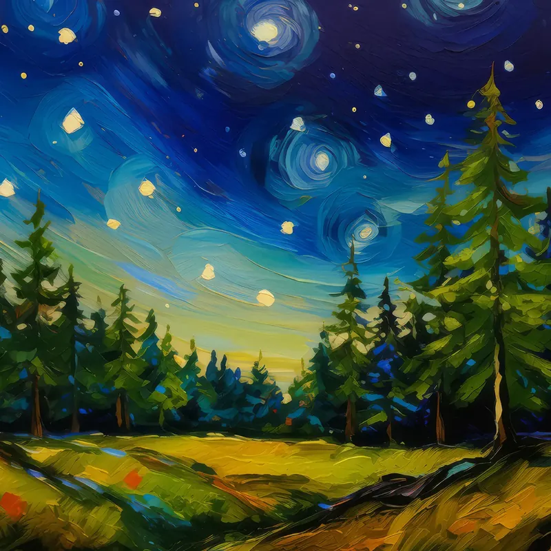 Painting: Forest Stargazing Night