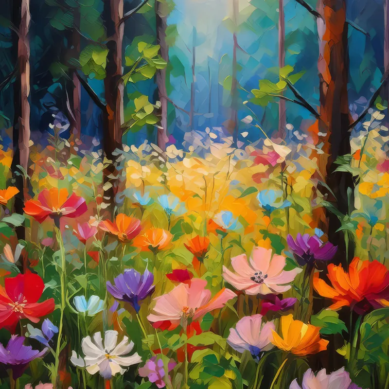 Painting: Forest Wildflower Field