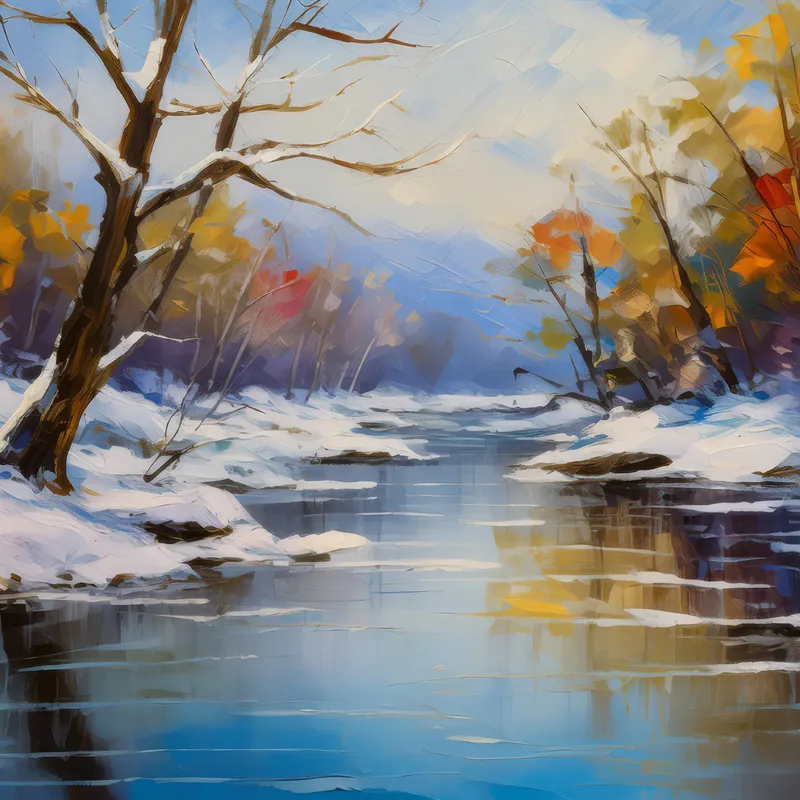 Painting: Frozen Riverbank
