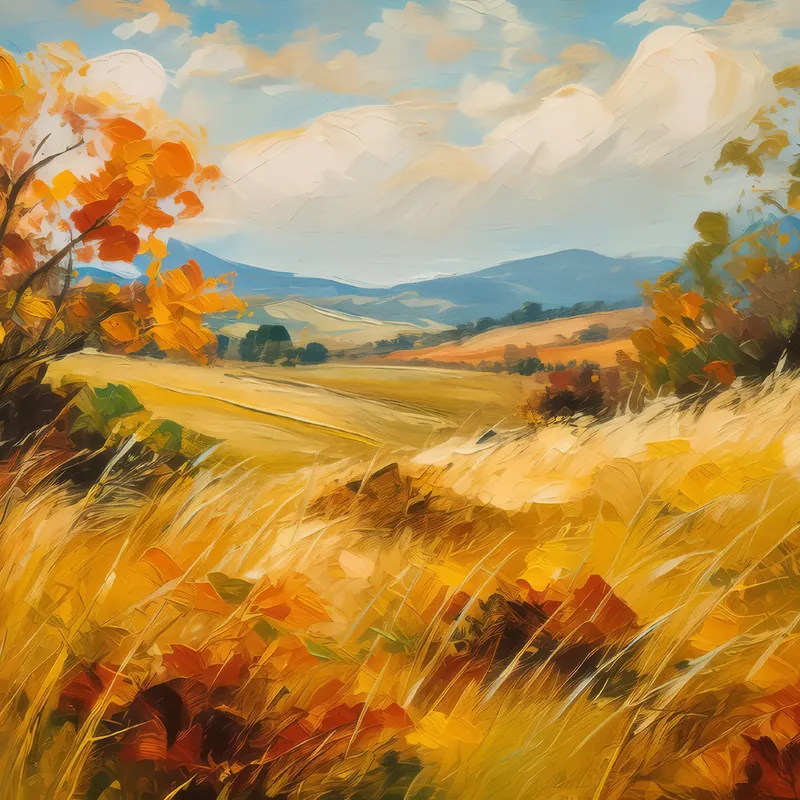 Painting: Golden Autumn Grassland