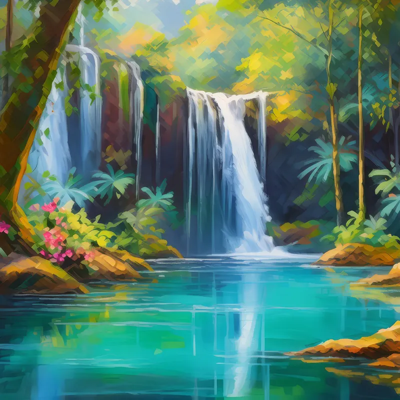 Painting: Hidden Jungle Waterfall