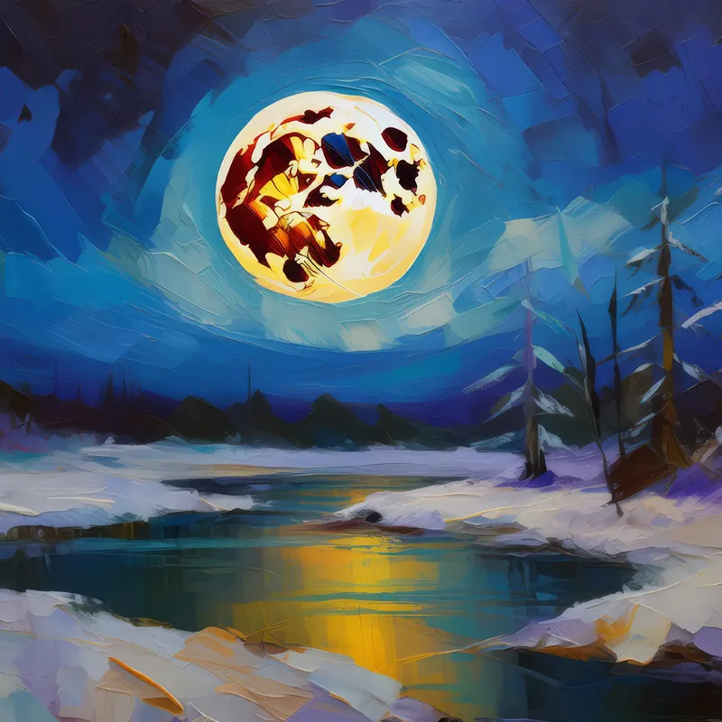 Painting: Icy Desert Full Moon