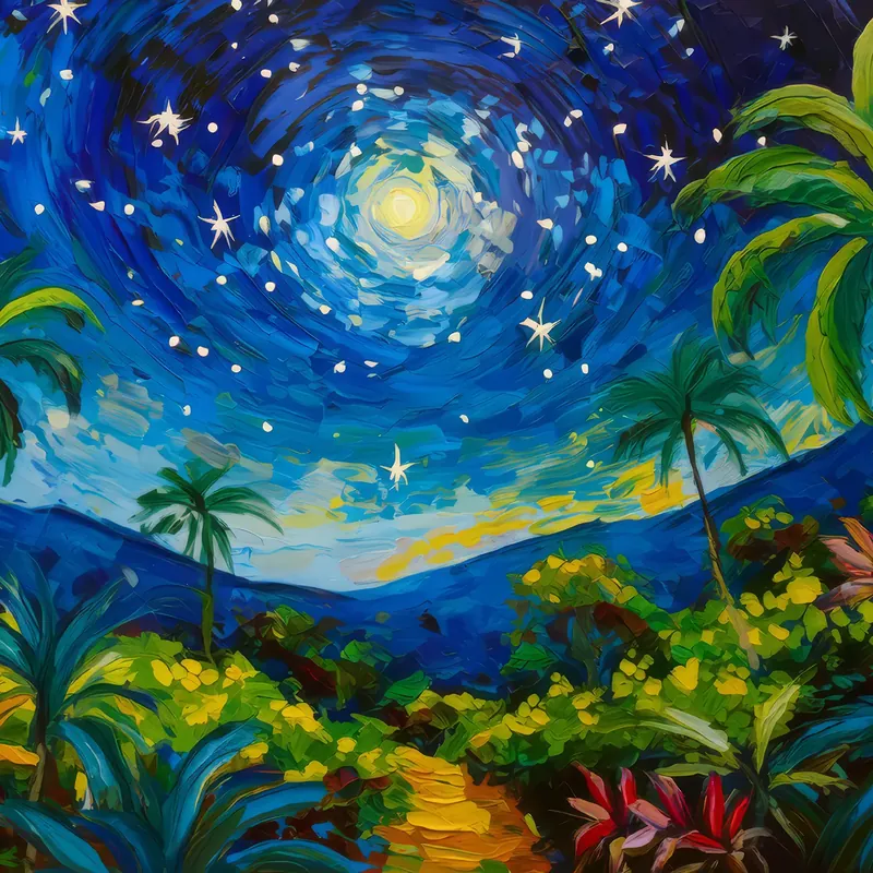 Painting: Jungle Canopy Starry Night