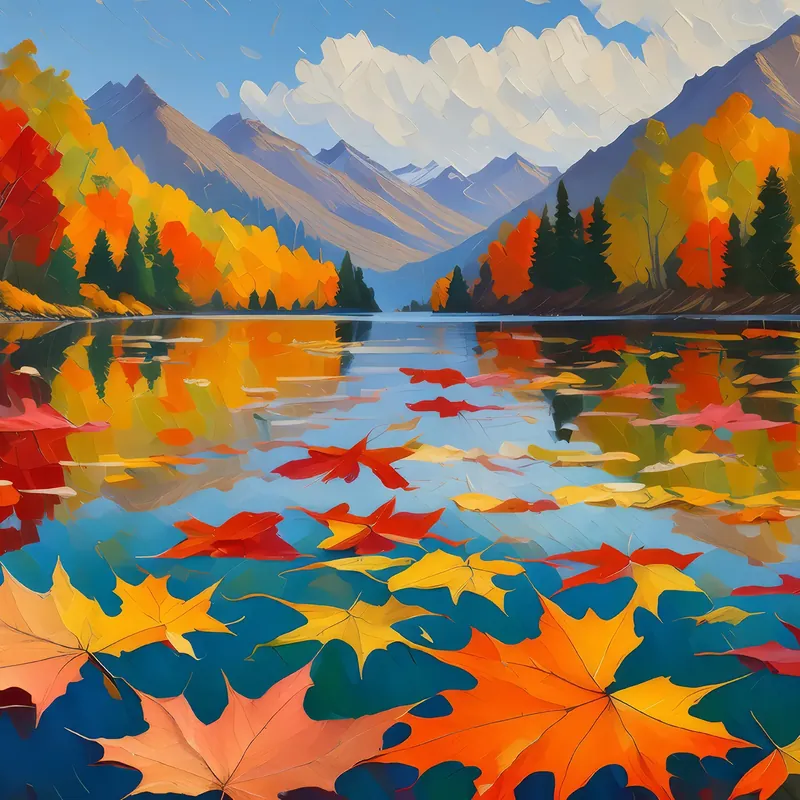 Painting: Lake of Floating Autumn Leaves