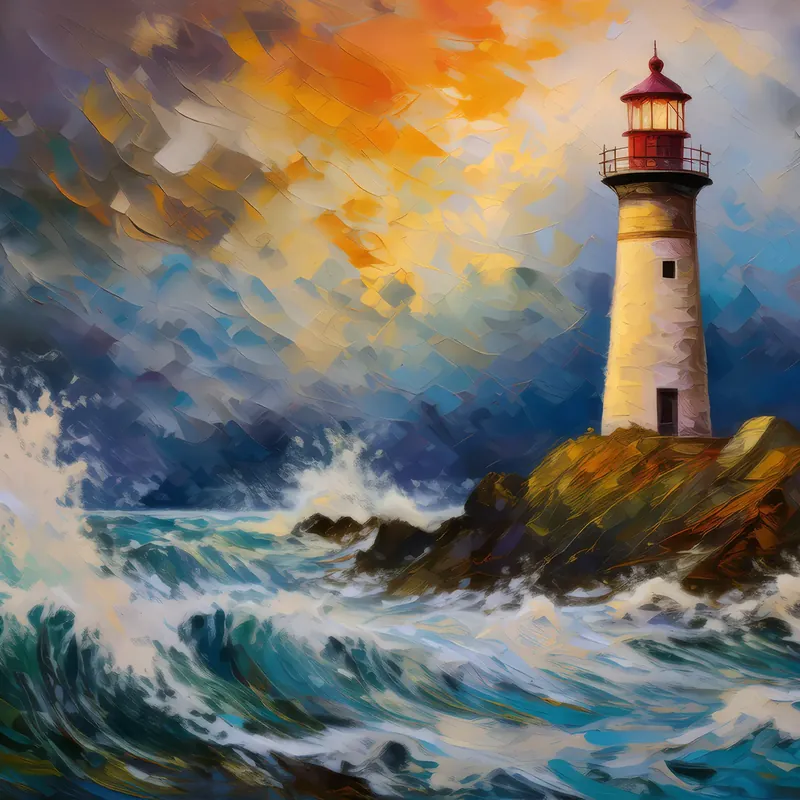 Painting: Lighthouse Storm Watch