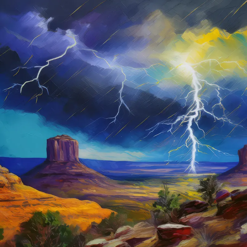 Painting: Mesa Under Lightning Storm