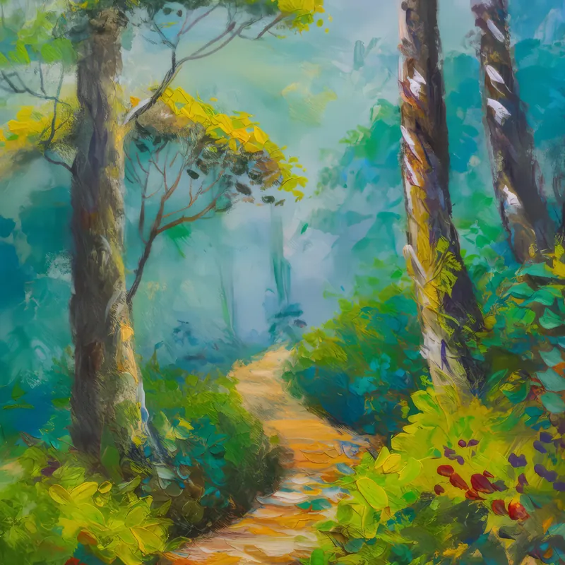 Painting: Misty Rainforest Path
