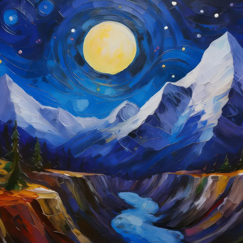 Painting: Moonlit Mountain Chasm