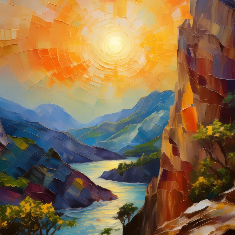 Painting: Mosaic of Light on Craggy Canvas