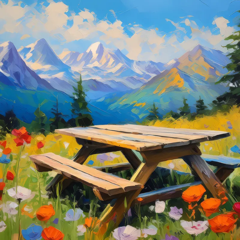 Painting: Mountain Meadow Picnic