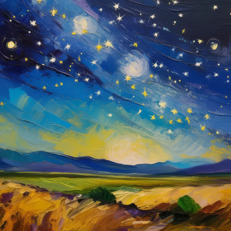 Painting: Night Sky Over the Prairie