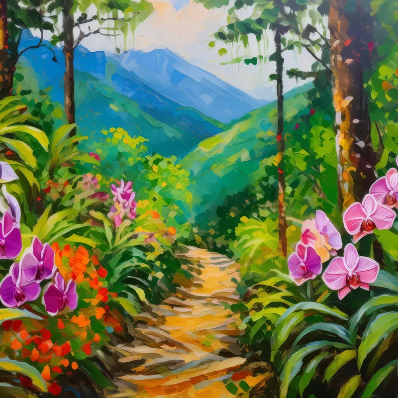 Painting: Orchid Paradise Mountain Trail