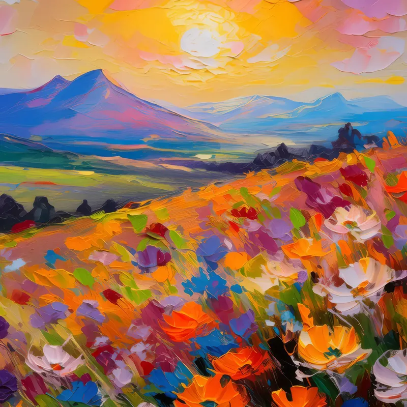 Painting: Plateau Wildflower Sunset