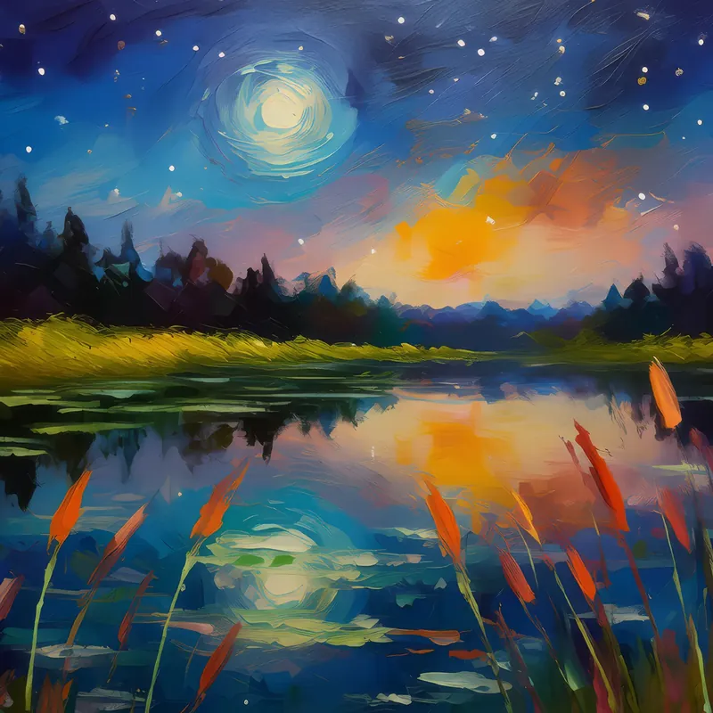 Painting: Quiet Pond at Twilight